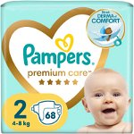 Scutece Pampers Premium Care Value Pack Marimea 2, Nou Nascut, 4-8 kg, 68 buc