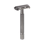 Aparat de ras Classic Safety Razor Techstar® SR7, Aliaj de Zinc, Cu Lame De Rezerva, Reutilizabil, Ecologic, Negru, Techstar