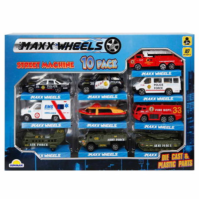 Set 10 masinute pentru interventie, Maxx Wheels, Maxx Wheels