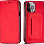 Hurtel Magnet Card Case etui Samsung Galaxy S23 pokrowiec z klapką portfel podstawka czerwone, Hurtel