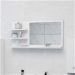 Oglindă de baie, alb, 90 x 10,5 x 45 cm, PAL