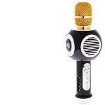 Set - Microfon Karaoke Wireless cu Bluetooth, Soundvox(TM) M8 cu Boxa inclusa si Joc de Lumini, Negru + Suport Universal de Birou Pentru Tablete sau Telefoane, Inter-Line Company SRL