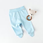 Pantaloni cu botosei - bumbac organic bleu (marime: 3-6 luni), BabyJem