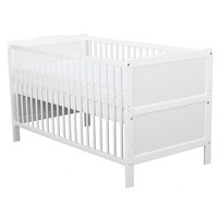 Patut din Lemn pentru Bebe si Junior BabyNeeds Nadia Transformabil 140x70cm Alb cu Saltea 12cm