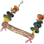 FLAMINGO Jucărie pentru papagali Leagăn lemn, cu mărgele colorate 4,5x30x33cm, Flamingo