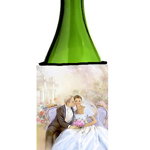 Caroline`s Treasures Cuplu de nunta Kiss sticla de vin izolator de băuturi Hugger Multicolore Wine Bottle, 
