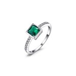 Inel din argint Elegant Square Emerald, EdenBoutique