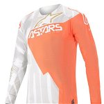 Tricou ALPINESTARS MX TECHSTAR FACTORY METAL culoare fluorescent orange alb marime XL