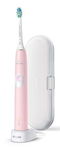 Periuta de dinti sonica electrica Philips Sonicare ProtectiveClean HX6806/03, 62000 miscari/minut, 1 mod de curatare, 2 intensitati, senzor presiune, functie BrushSync, 1 cap de periere, toc de transport, Roz pastel