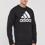 adidas Sportswear, Bluza sport regular fit cu imprimeu logo, Negru, Alb, L