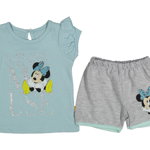 Compleu tricou si pantaloni scurti, Minnie Mouse, Turcoaz, 9-24 luni, CaroKids