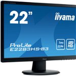 Monitor Iiyama B2283HS, 22 Inch Full HD LED, VGA, HDMI, Display Port, Fara picior