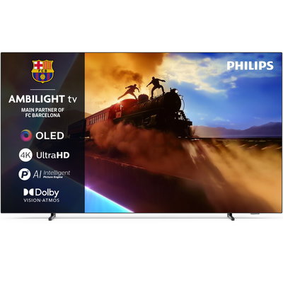 Televizor Smart 139 cm 55" 4K OLED Philips AMBILIGHT 55OLED770 UltraHD 100 Hz Clasa F Model 2025