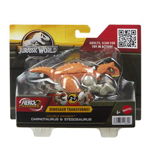 JURASSIC WORLD FIERCE CHANGERS DOUBLE DANGER DINOZAUR TRANSFORMABIL CARNOTAURUS SI STEGOSAURUS, Mattel