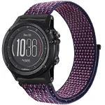 Curea ceas Smartwatch Garmin Fenix 7X / 6X / 5X Plus / 5X / 3 HR / 3, 26 mm iUni Soft Nylon Sport, Midnight Purple