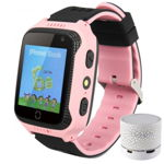 Ceas GPS Copii iUni Kid530, Touchscreen, Telefon incorporat, BT, Camera, Buton SOS, Roz