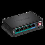 Switch 4 porturi Gigabit Long Range 200m PoE+, 1 port Gigabit - TRENDnet TPE-LG50