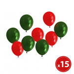 Set baloane, rosu, verde, metalic, 15 piese / pachet