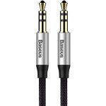 Cablu audio, Baseus, 3,5 mm mini Jack AUX, 1m, Negru/Argintiu