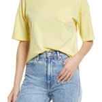 Imbracaminte Femei Treasure Bond Washed Raw Hem Pocket T-Shirt Yellow Grass
