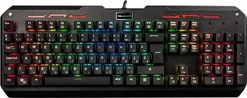 Tastatura gaming Modecom K-MC-HAMMER-U-BROWN-RGB-DE, cu cablu, negru, iluminata RGB, mecanica, DE, Modecom