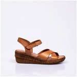 Sandale comode din piele naturala cu talpa inalta 23ASE04089, FARA BRAND
