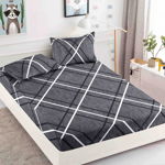 Husa de pat cu elastic si 2 fete de perna pentru pat dublu, 210x250 cm, 3 piese, crem/rosu, Red Butterflies, HBF-139