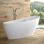 Cada baie freestanding asimetrica, compozit, negru alb, 165x70 cm, Besco Keya, Besco