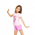 Pijama copii, cu maneca scurta, Paw Petrol 100% bumbac, Roz, Nickelodeon, 98-110cm