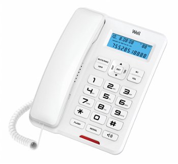 Telefon cu fir de masa cu afisaj alb CD001 Well