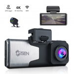 Camera auto DVR iSEN K15, 4K,  Filmare 145  , GPS, Night Vision, Monitorizare parcare, WiFi, Slot memorie, Camera spate