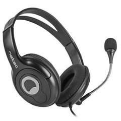 Casti office cu microfon NATEC BEAR 2, stereo, usoare, pernite velur, cablu textil rezistent, control volum pe fir, Negru