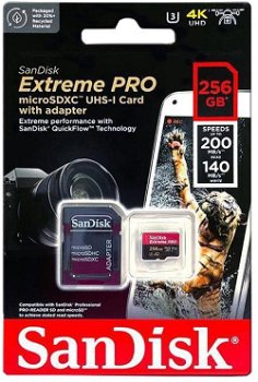 Card SanDisk Extreme PRO MicroSDXC 256 GB clasa 10 UHS-I/U3 A2 V30 (SDSQXCD-256G-GN6MA), SanDisk