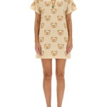 Moschino Dress With Teddy Bear Embroidery IVORY, Moschino