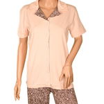 Pijama corai cu flori pentru dama - cod 40079, 