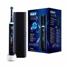 Periuta de dinti electrica Oral-B Genius X, Inteligenta artificiala, Curatare 3D, 6 programe, 1 capat, Bluetooth, Trusa de calatorie standard, Negru
