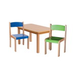 Set masa si 4 scaune gradinita Bambi, H35, albastru/verde, 