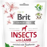 BRIT Crunchy Snack, recompensă pentru câini, cu Insecte, Miel şi Zmeură 200g, Brit