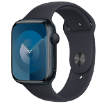 Apple Watch S9, GPS, Carcasa Midnight Aluminium 45mm, S/M, Midnight Sport Band, Apple