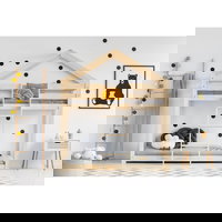 Pat supraetajat din lemn de pin în formă de căsuță 90x200 cm Mila DMS - Adeko, Adeko