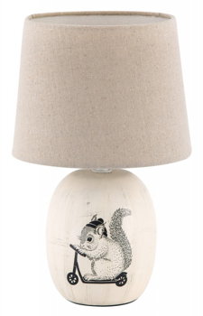 Lampa de birou Dorka, ceramica, textil, crem, bej, 1 bec, dulie E14, 4604, Rabalux, Rabalux