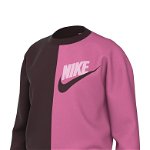 Nike, Bluza de trening cu decolteu la baza gatului si aspect contrastant, Roz, Violet pruna, 146-156 CM