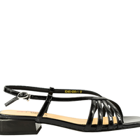 Sandale casual, dama, PASS COLLECTION, 8VH2465-Q265 negru, piele lacuita, PASS COLLECTION