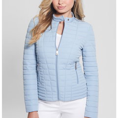 GUESS, Jacheta slim fit usoara si matlasata, Alb, S