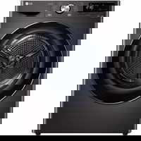 Uscator de rufe LG RH90V9JV2N, 9 kg, Pompa de caldura, Dual Inverter, Auto-curatare condensator, Eco Hybrid, ThinQ, Clasa C, Gri inchis