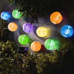 garden of eden - sir de 10 lampioane solare led diferite culori, alb rece 3,7 m, GARDEN OF EDEN