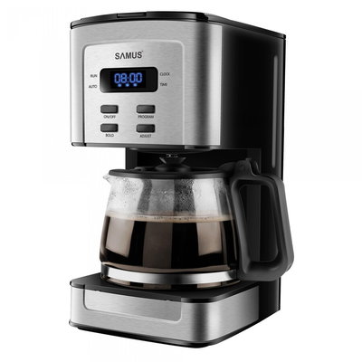 Cafetiera Samus Tempora, 800 W, 1300 ml, capacitate 10 cesti, functie antipicurare, functie reglare intensitate cafea, argintiu + negru