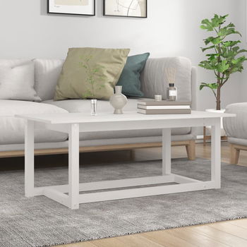 vidaXL Măsuță de cafea, alb, 110x55x45 cm, lemn masiv de pin, vidaXL