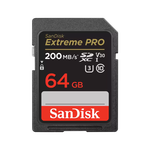 Card de memorie SanDisk Extreme PRO 64GB SDXC pana la 200MB/s & 90MB/s Read/Write speeds, UHS-I, Class 10, U3, V30