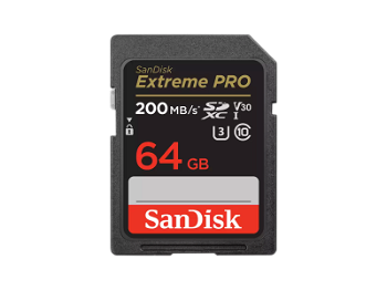 Card de memorie SanDisk Extreme PRO 64GB SDXC pana la 200MB/s & 90MB/s Read/Write speeds, UHS-I, Class 10, U3, V30